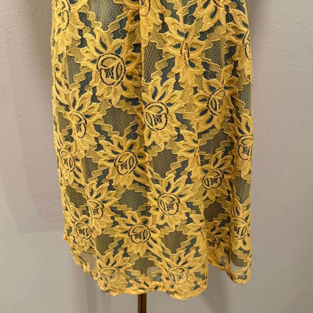 Anthropologie Plenty by Tracy Reese Yellow Floral Lace Midi Dress 10 Coquette - Picture 11 of 13